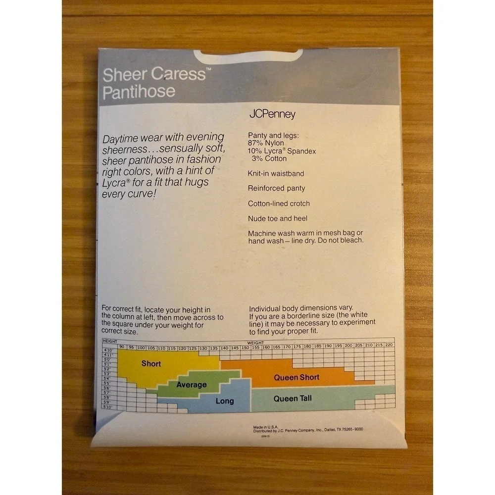 JCPenney Sheer Caress Pantyhose Queen Tall Misty Beige 08 Sandalfoot